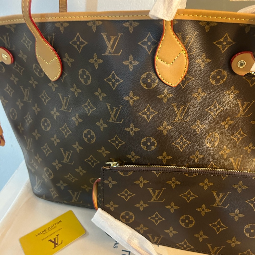Louis Vuitton Brown Monogram Tote with Matching Pouch